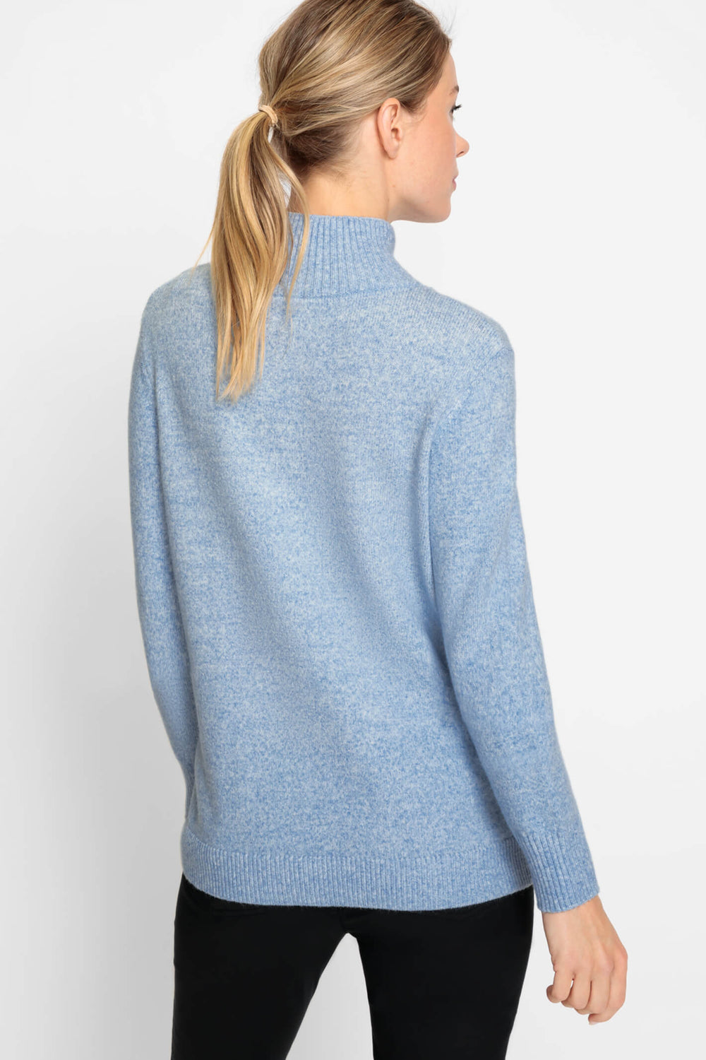 Olsen 11003938 Sterling Blue Zip Neck Jumper - Experience Boutique