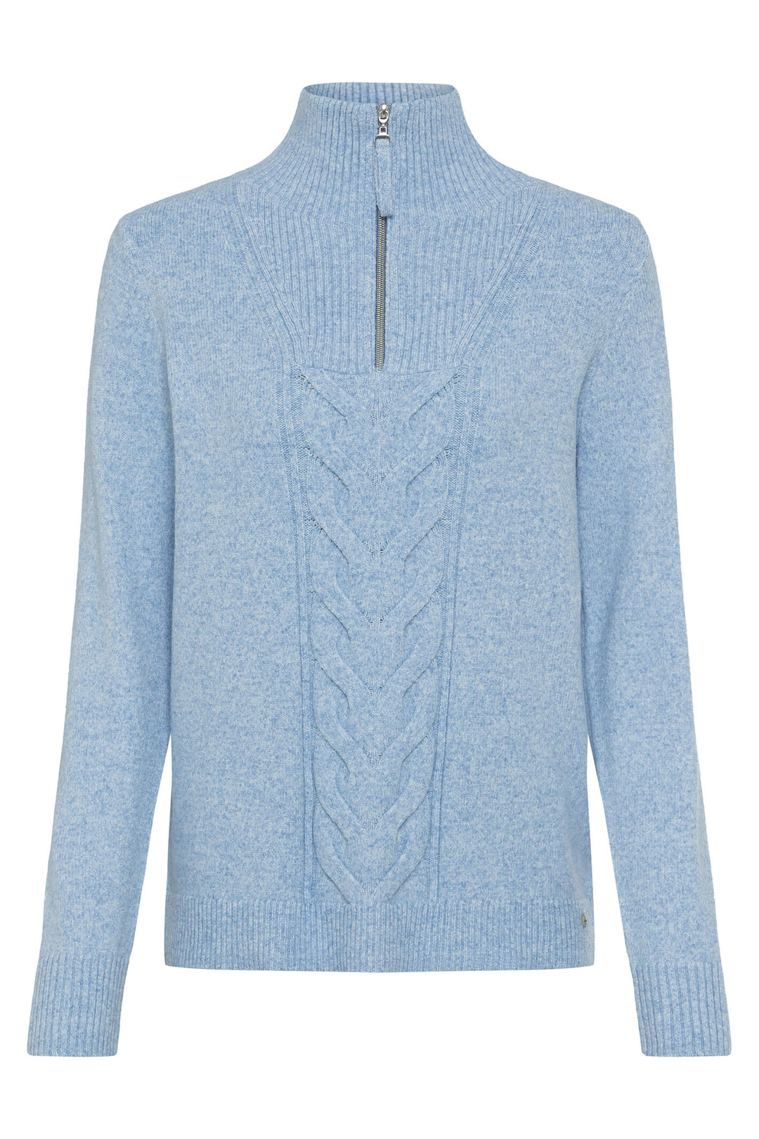 Olsen 11003938 Sterling Blue Zip Neck Jumper - Experience Boutique