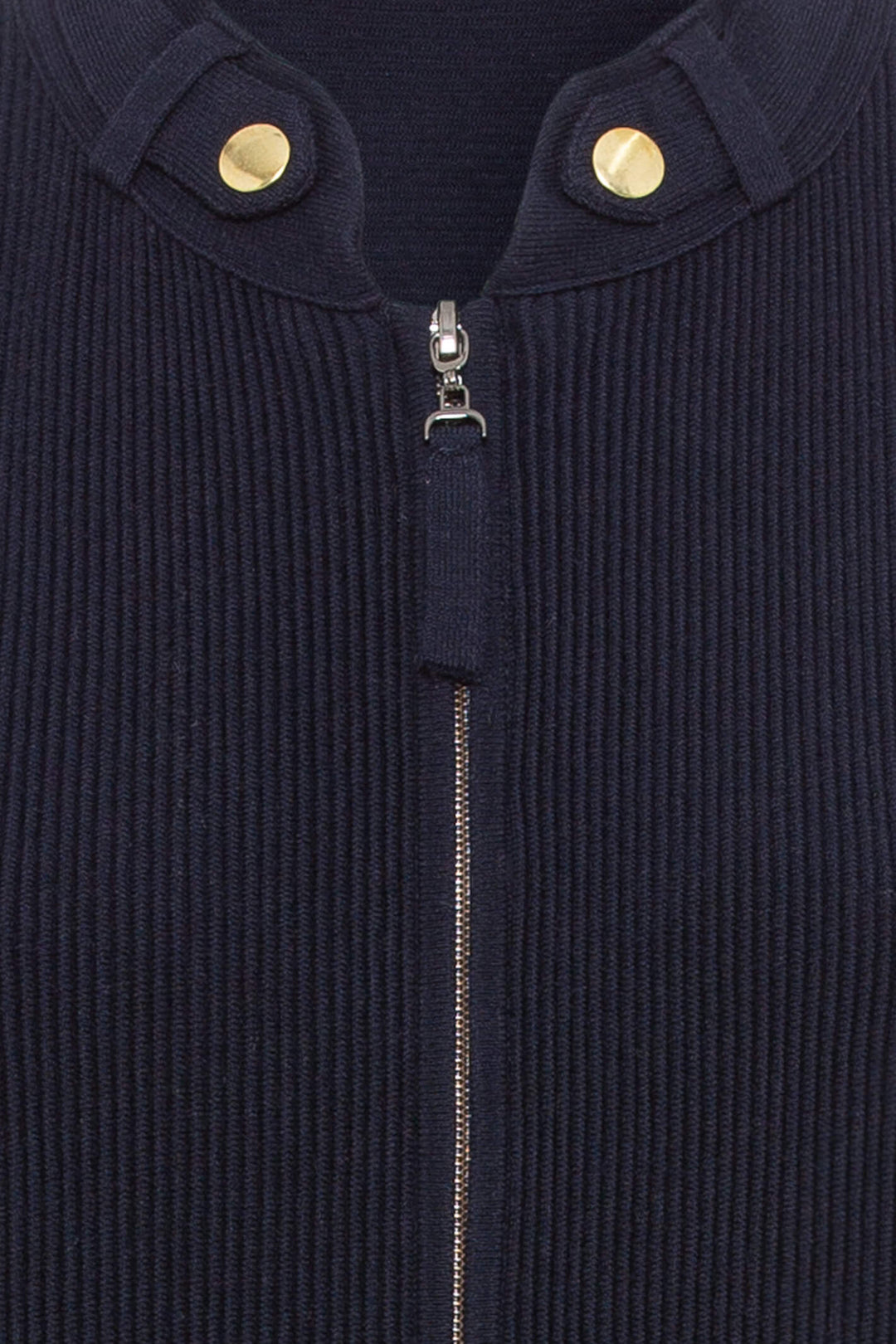 Olsen 11004083 Navy Ink Blue Zip Front Stripe Sleeve Cardigan - Experience Boutique