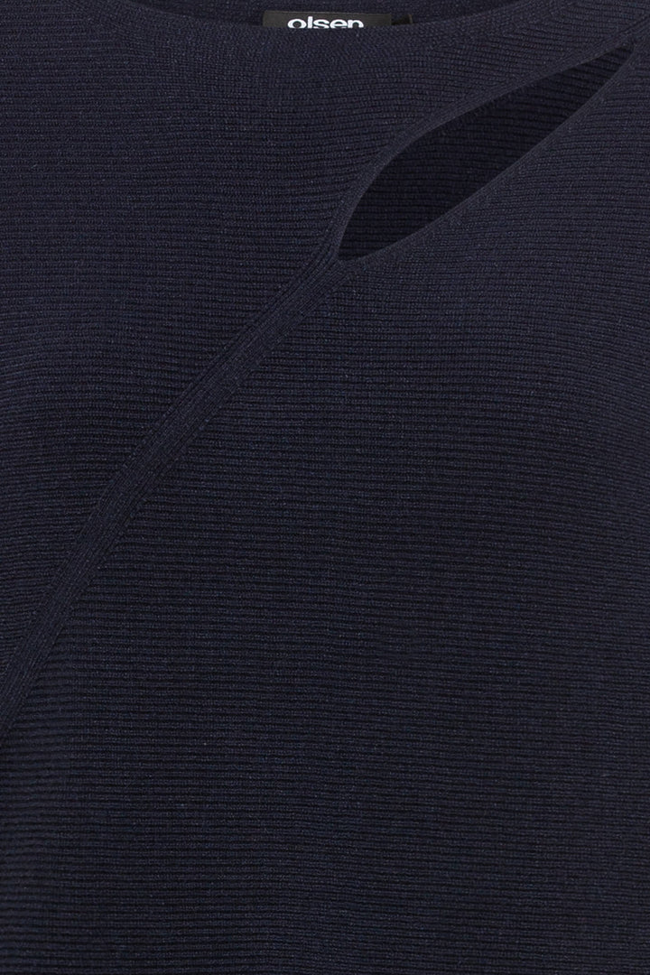 Olsen 11004089 Navy Ink Blue Slash Neck Jumper - Experience Boutique