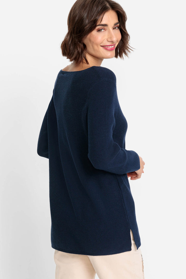 Olsen 11004089 Navy Ink Blue Slash Neck Jumper - Experience Boutique