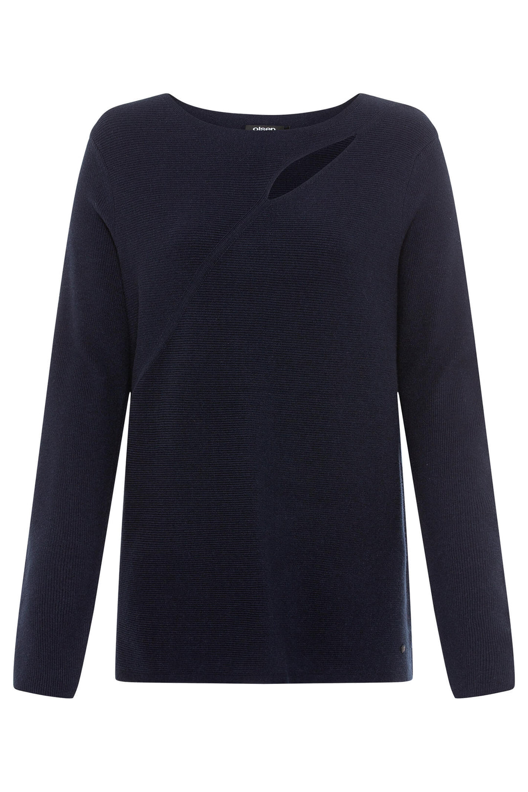 Olsen 11004089 Navy Ink Blue Slash Neck Jumper - Experience Boutique