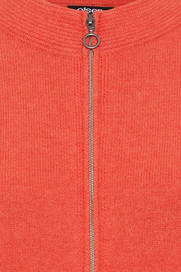 Olsen 11004106 Spiced Orange Zip Front Cardigan - Experience Boutique