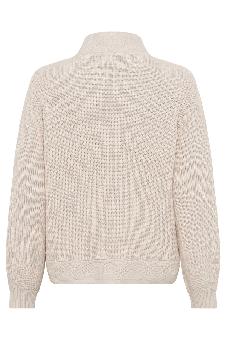 Olsen 11004113 Cream Padded Front Knitted Cardigan Jacket - Experience Boutique