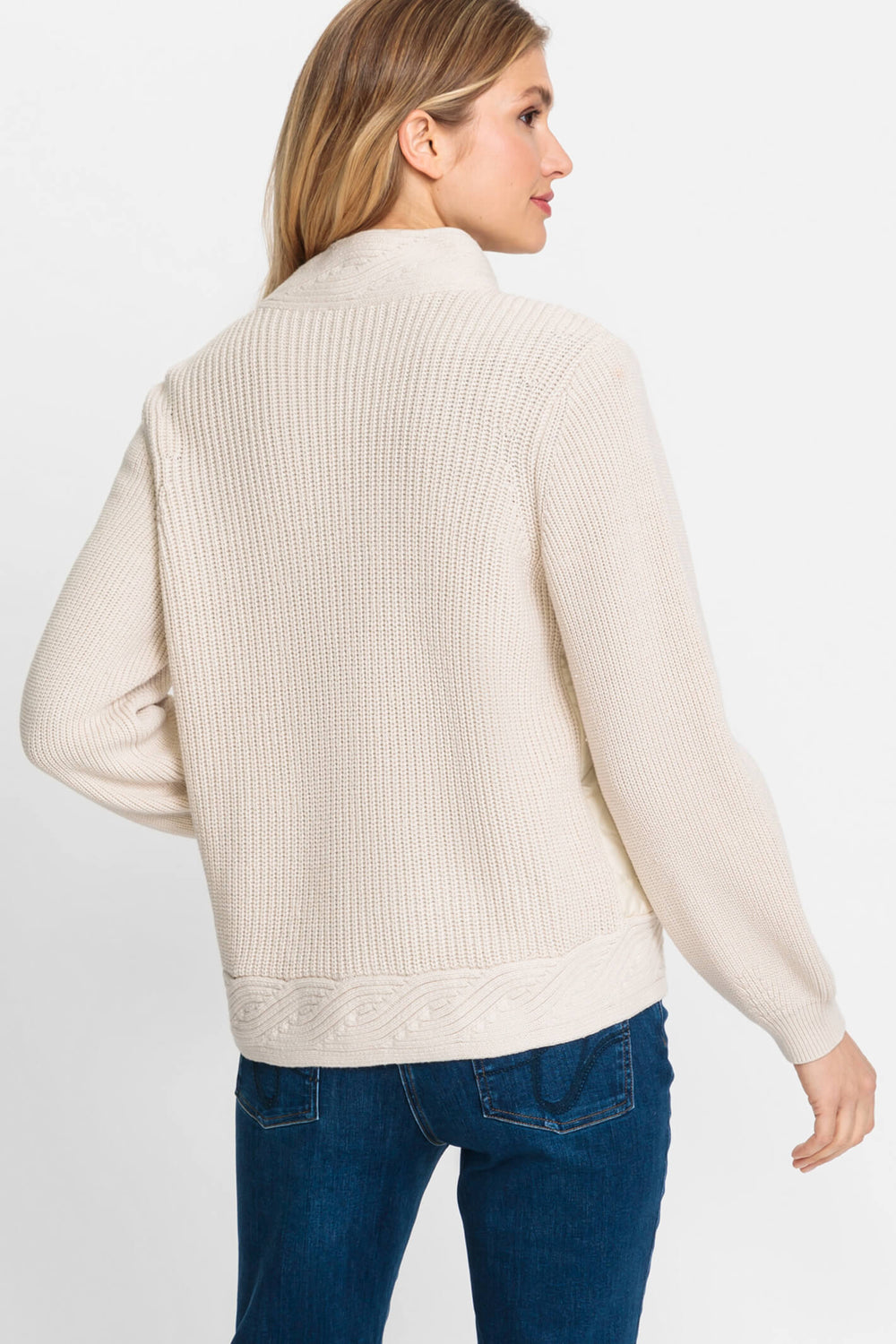 Olsen 11004113 Cream Padded Front Knitted Cardigan Jacket - Experience Boutique