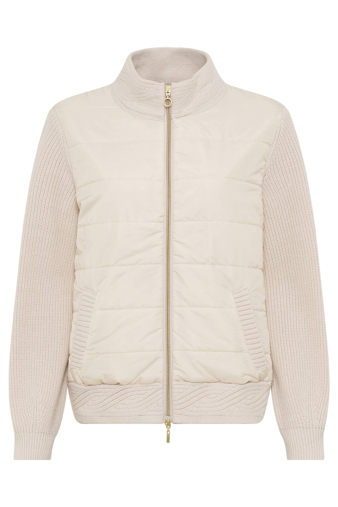 Olsen 11004113 Cream Padded Front Knitted Cardigan Jacket - Experience Boutique