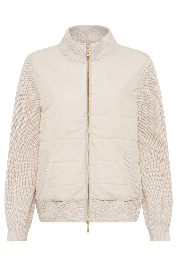 Olsen 11004113 Cream Padded Front Knitted Cardigan Jacket - Experience Boutique