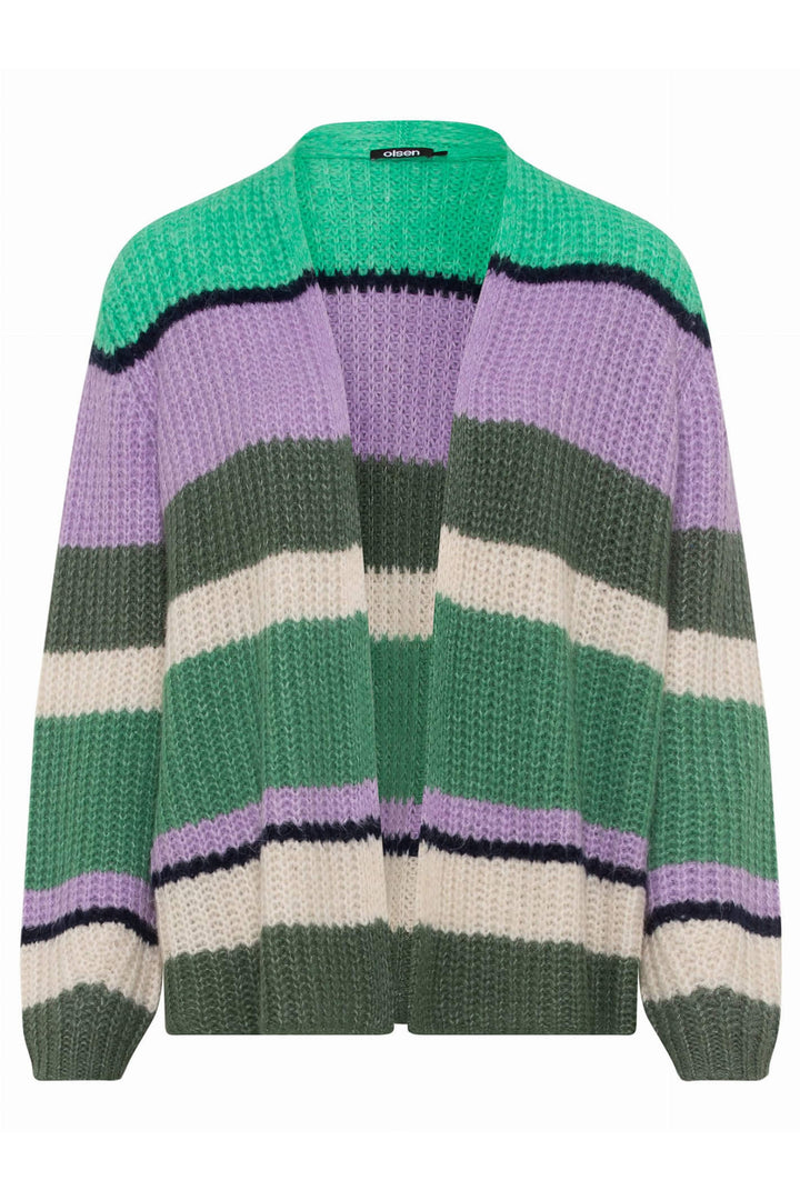 Olsen 11004128 Laurel Green Striped Cardigan - Experience Boutique