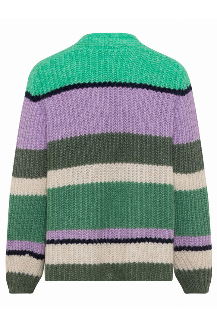 Olsen 11004128 Laurel Green Striped Cardigan - Experience Boutique