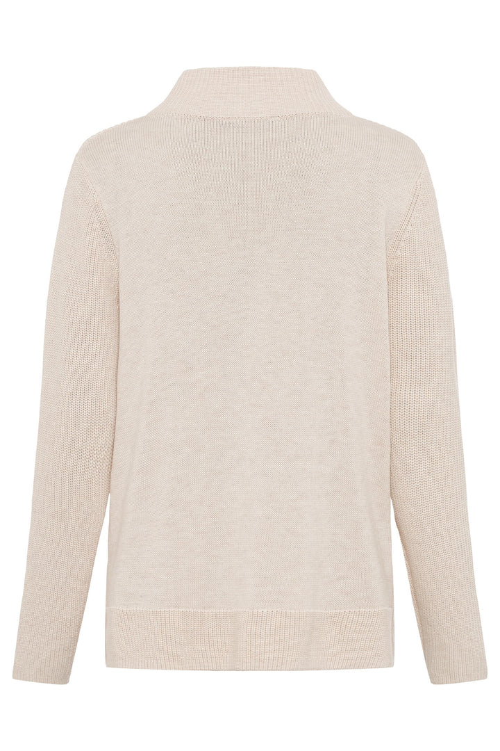 Olsen 11004140 Cream Zip Neck Jumper - Experience Boutique