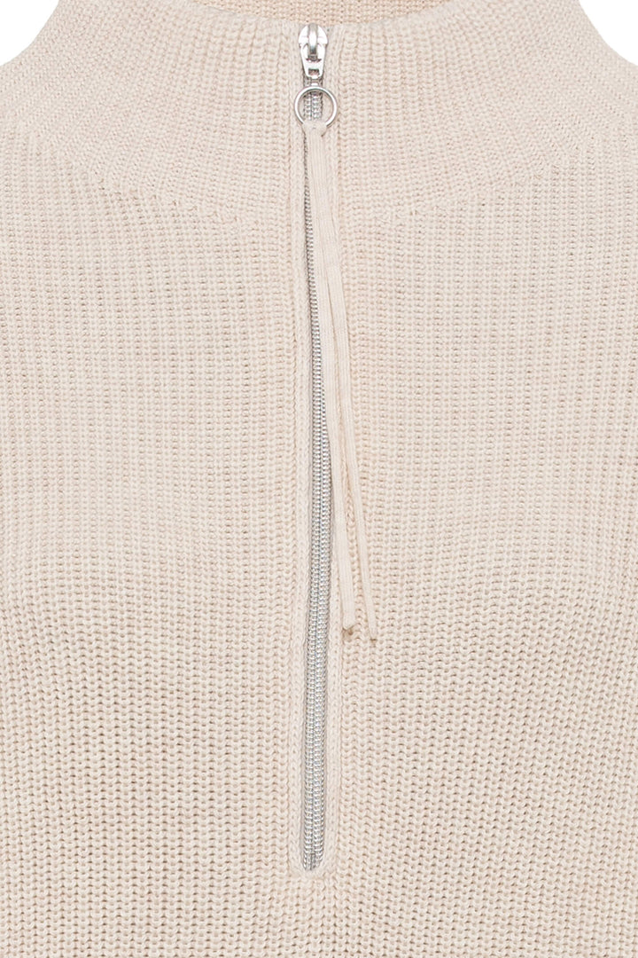 Olsen 11004140 Cream Zip Neck Jumper - Experience Boutique