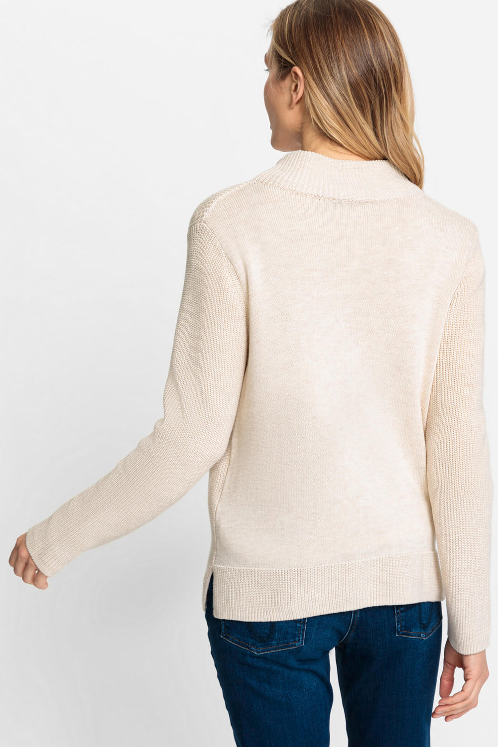 Olsen 11004140 Cream Zip Neck Jumper - Experience Boutique