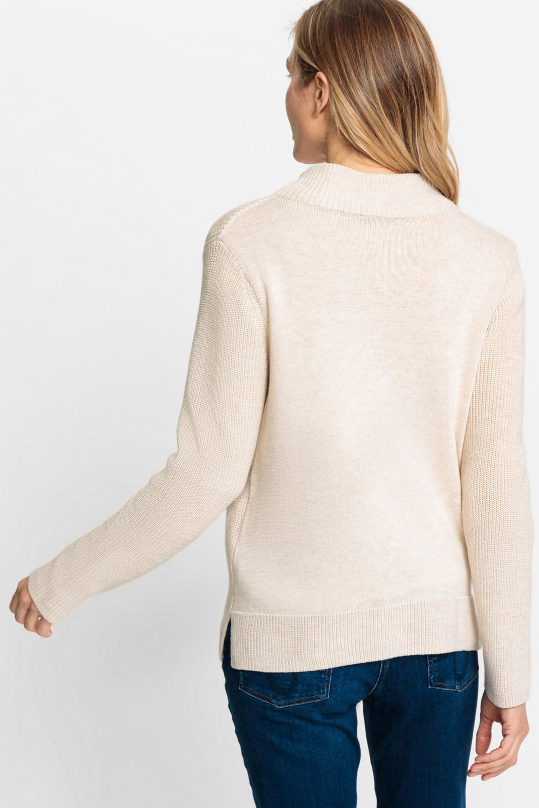 Olsen 11004140 Cream Zip Neck Jumper - Experience Boutique