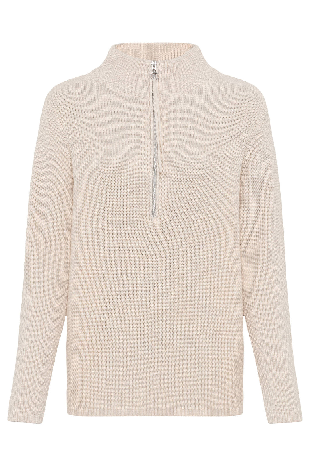 Olsen 11004140 Cream Zip Neck Jumper - Experience Boutique