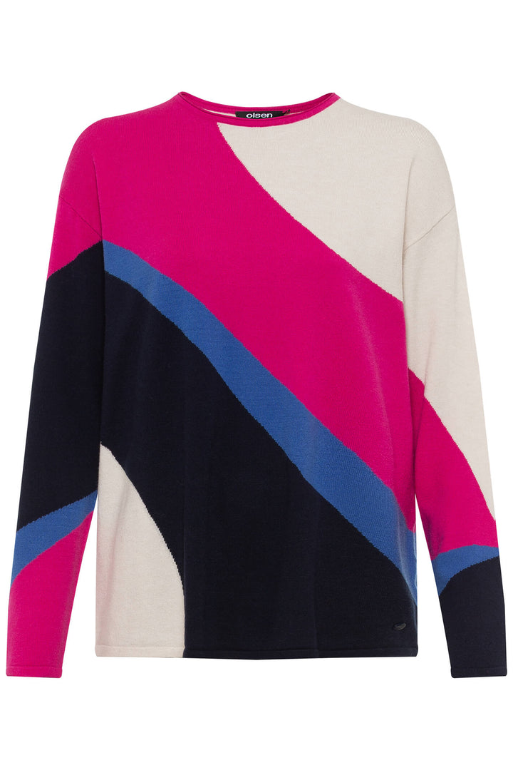Olsen 11004143 Vivid Pink Marbled Knit Jumper - Experience Boutique