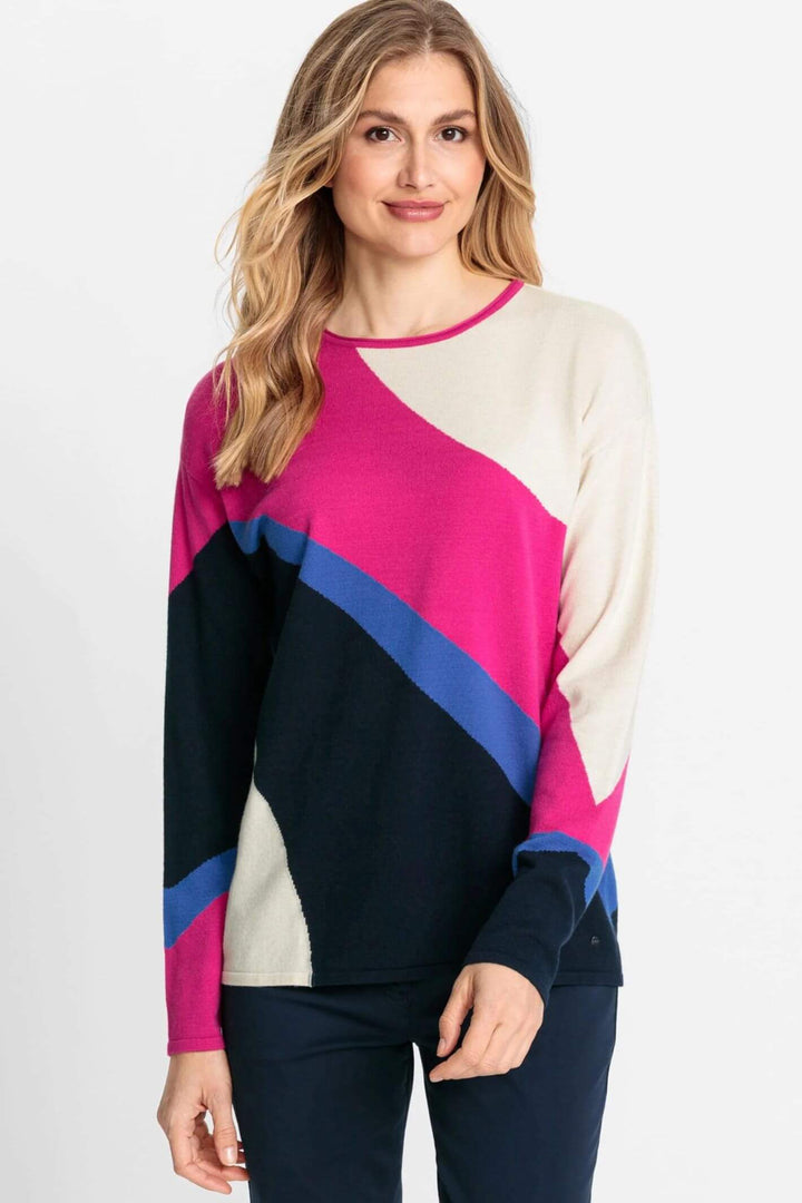 Olsen 11004143 Vivid Pink Marbled Knit Jumper