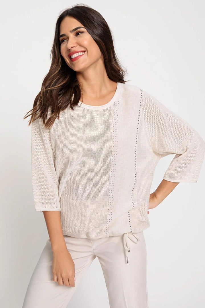 Olsen 11004324 Oatmeal Dolman Sleeve Embellished Knit Jumper