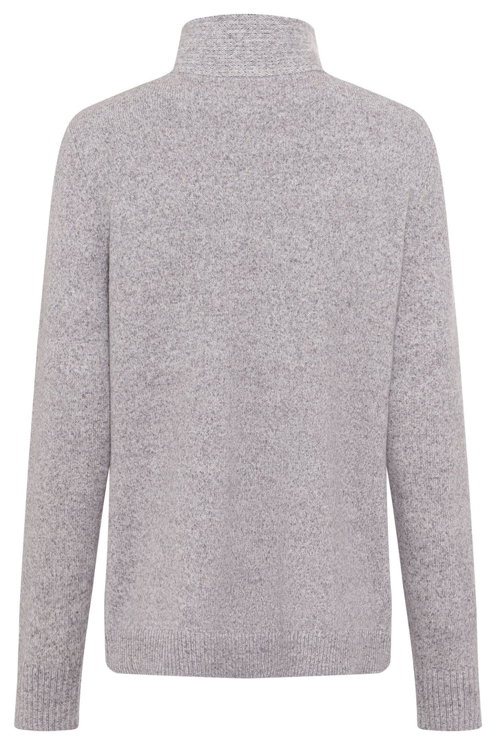 Olsen 11004397 Pearl Grey Zip Knit Jumper - Experience Boutique