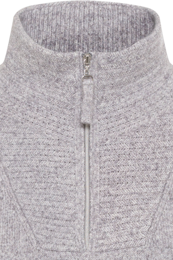 Olsen 11004397 Pearl Grey Zip Knit Jumper - Experience Boutique