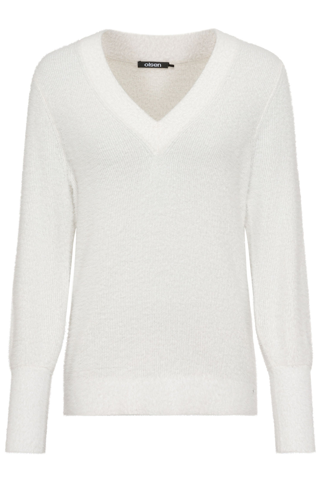 Olsen 11004434 Off White Fluffy Knit Jumper - Experience Boutique
