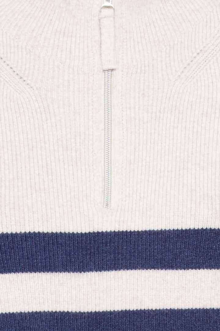 Olsen 11004436 Caffe Latte & Navy Stripe Jumper - Experience Boutique