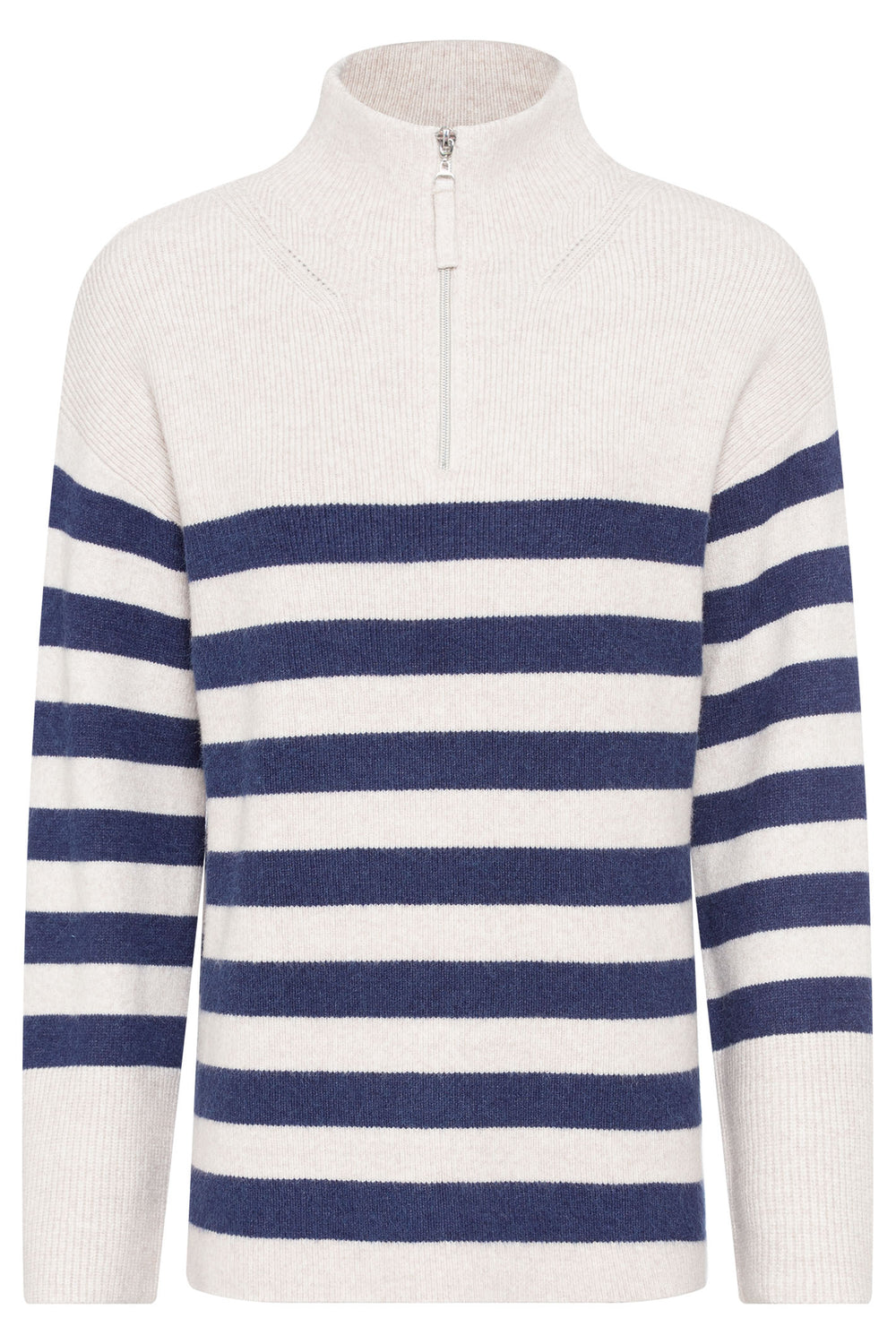 Olsen 11004436 Caffe Latte & Navy Stripe Jumper - Experience Boutique