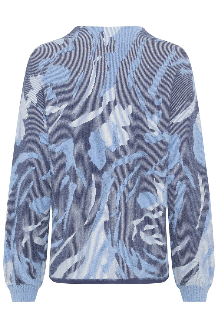 Olsen 11004451 Denim Blue Animal Print Jumper - Experience Boutique