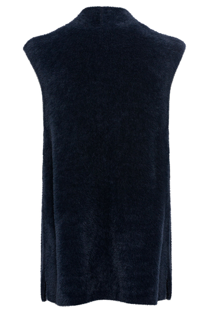 Olsen 11004478 Ink Blue Fluffy Knit Gilet Cardigan - Experience Boutique