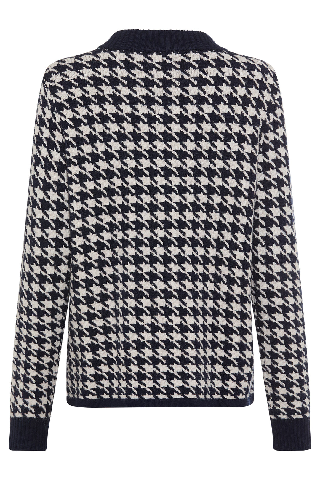 Olsen 11004697 Ink Blue Houndstooth Knit Zip Front Cardigan