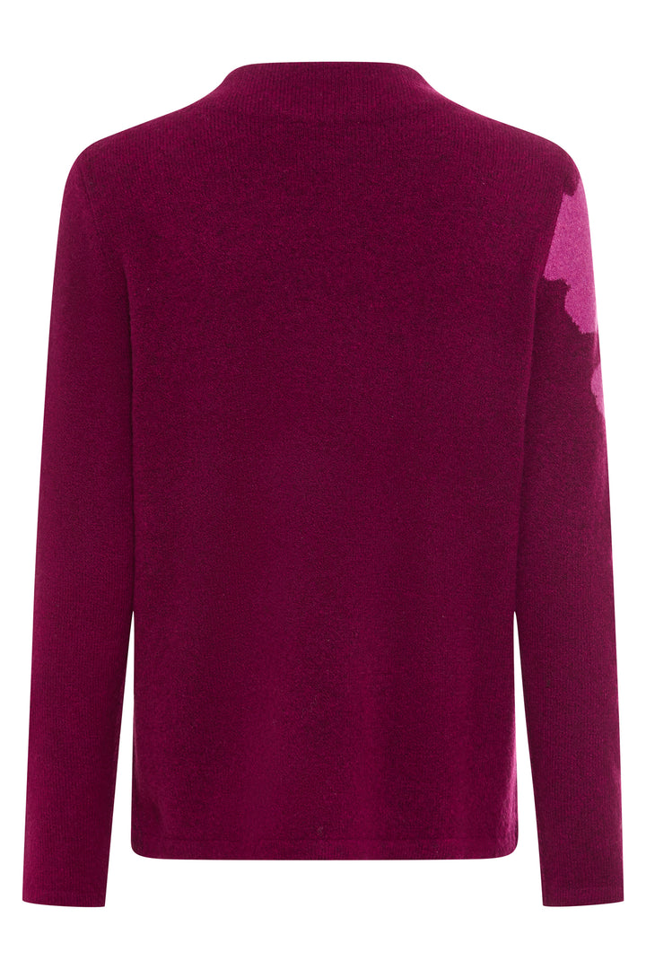 Olsen 11004701 Boysenberry Pink Intersia Flower Knit Jumper