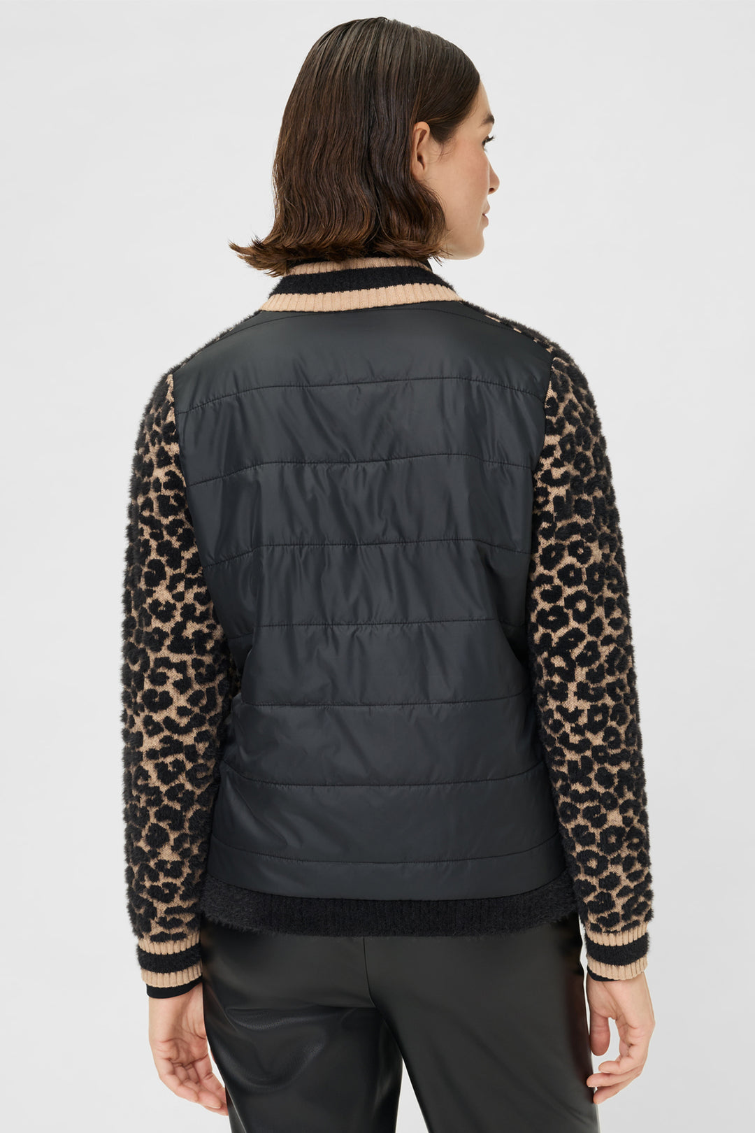 Olsen 11004704 Beige Leopard Print Urban Wild Eyelash Knit Cardigan