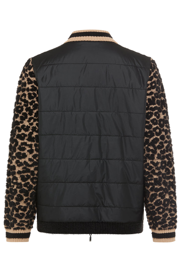 Olsen 11004704 Beige Leopard Print Urban Wild Eyelash Knit Cardigan