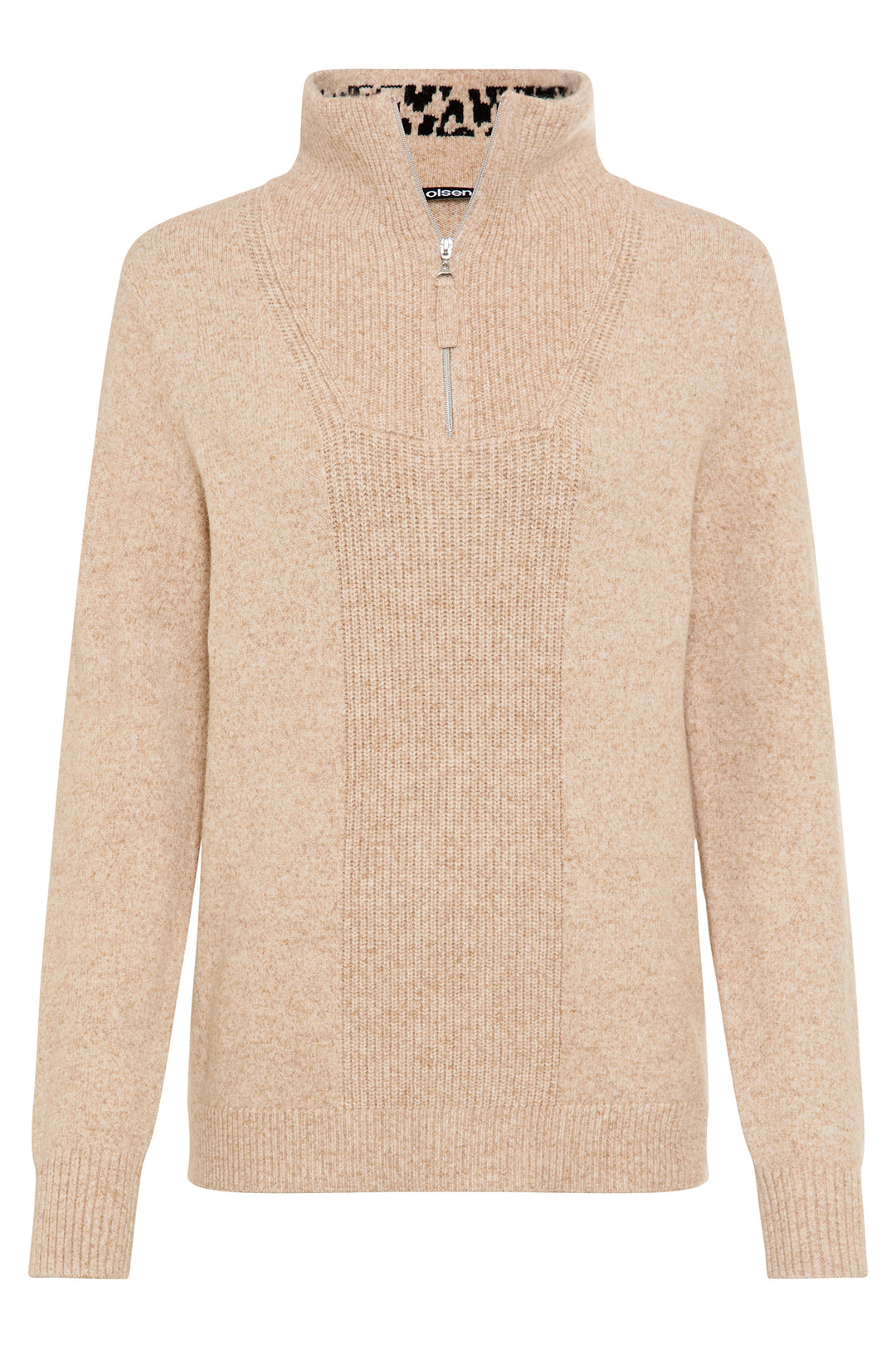 Olsen 11004724 Warm Biscuit Beige Contrast Edge Jumper