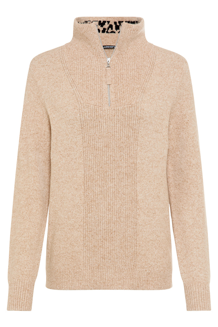 Olsen 11004724 Warm Biscuit Beige Contrast Edge Jumper