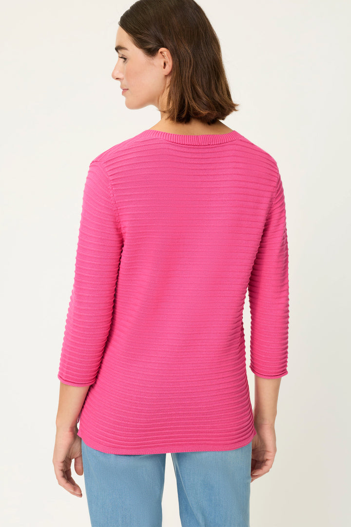 Olsen 11004816 Electric Fuchsia Pink V-Neck Ribbed Jumper