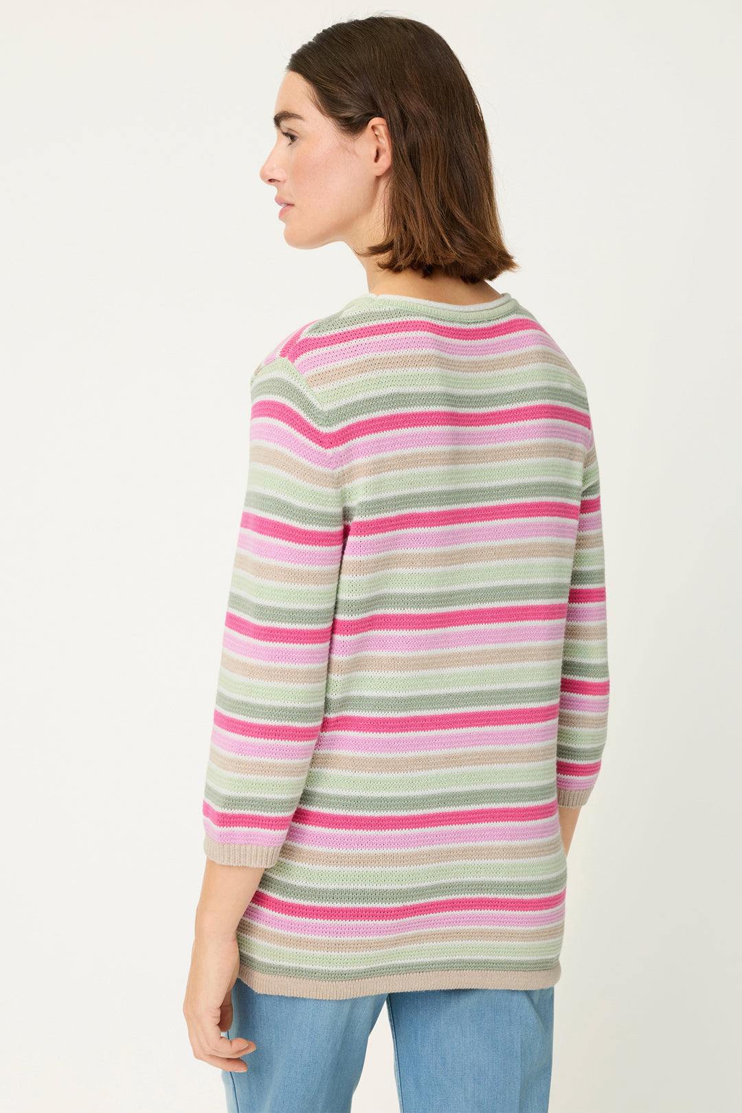 Olsen 11004823 Electric Fuchsia Pink Multicolour Stripe Jumper