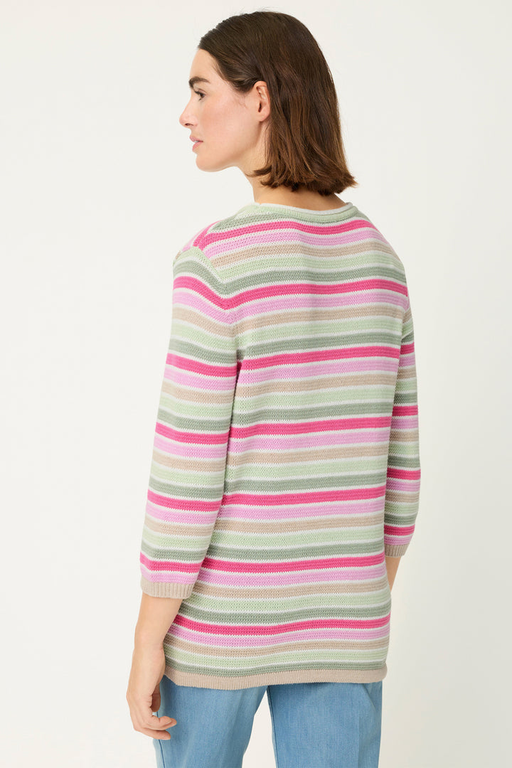 Olsen 11004823 Electric Fuchsia Pink Multicolour Stripe Jumper