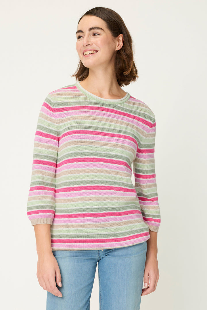 Olsen 11004823 Electric Fuchsia Pink Multicolour Stripe Jumper