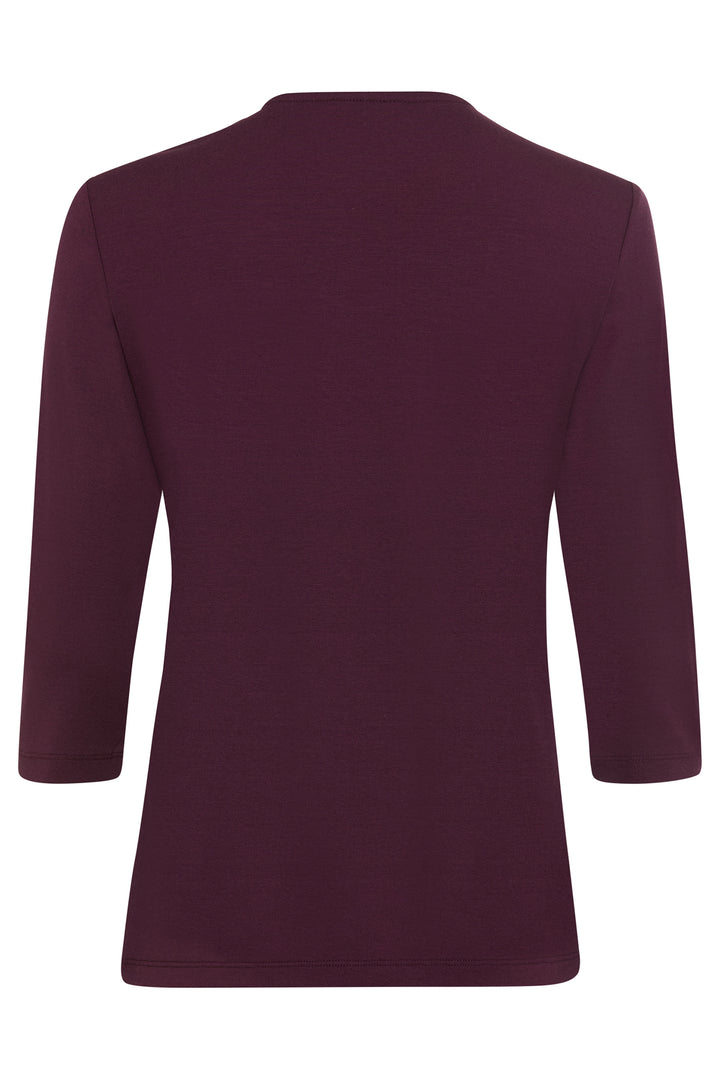 Maroon blouse with three-quarter sleeves on a white background