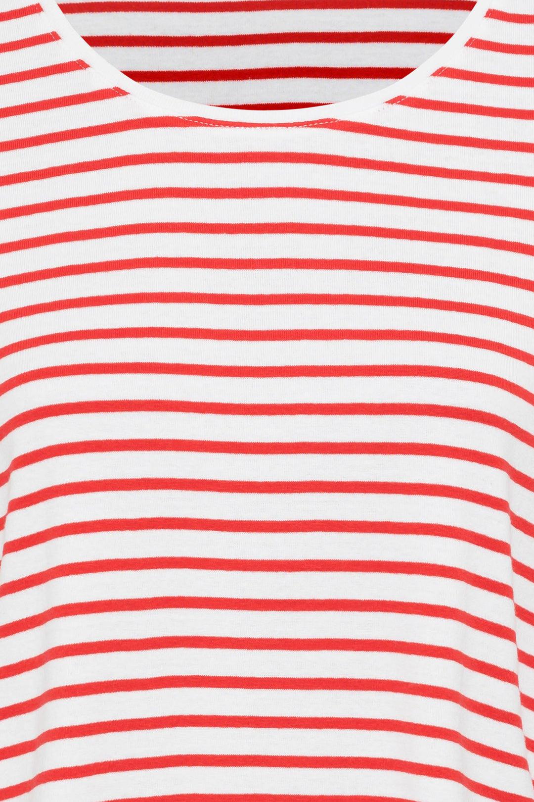 Olsen 11100763 Red Poppy Stripe Wide Neck T-Shirt - Experience Boutique
