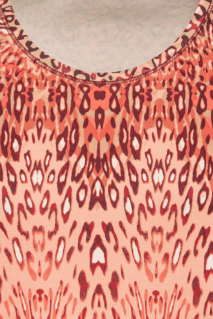 Olsen 11104621 Spiced Orange Animal Print T-Shirt - Experience Boutique