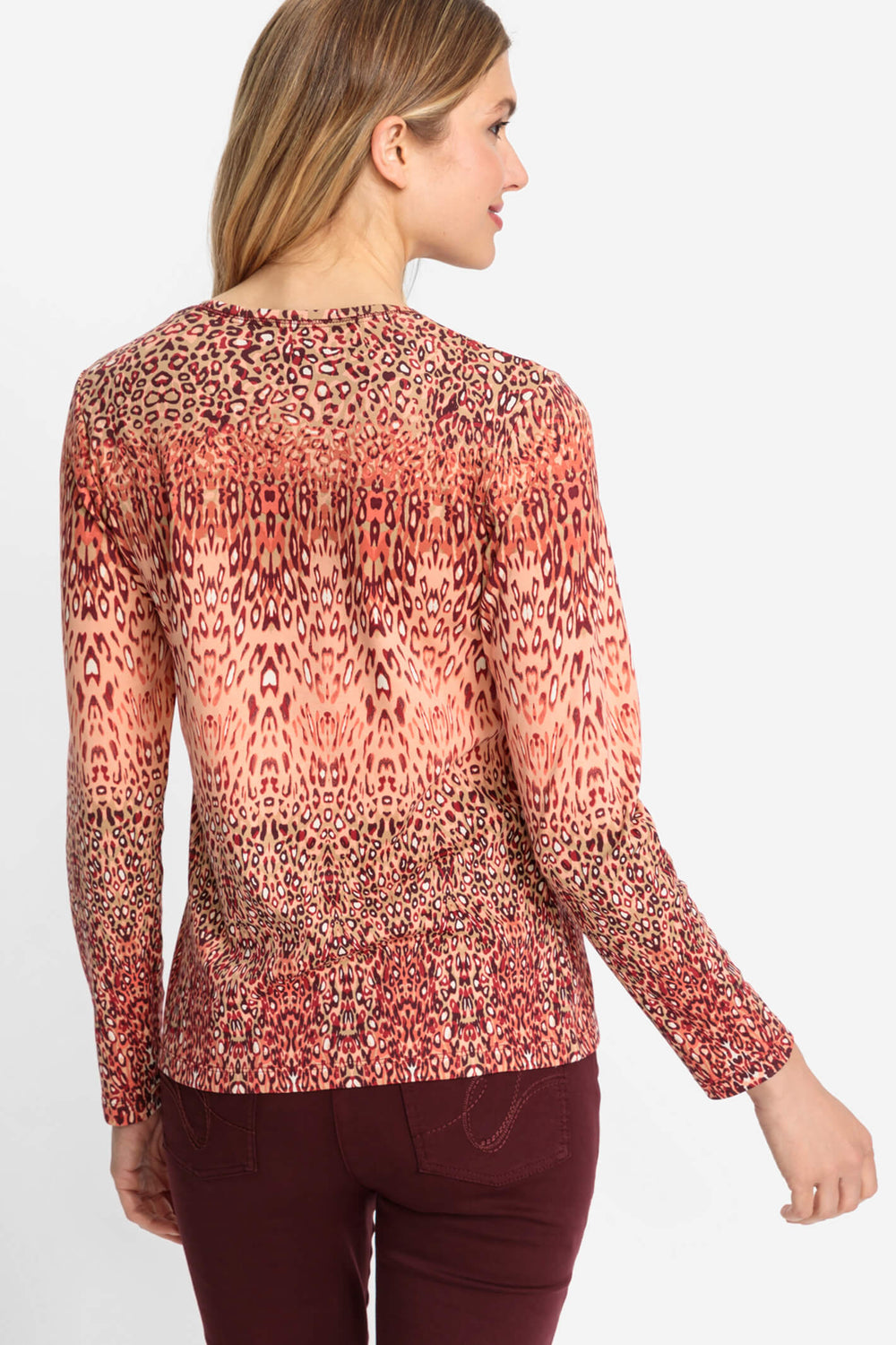 Olsen 11104621 Spiced Orange Animal Print T-Shirt - Experience Boutique