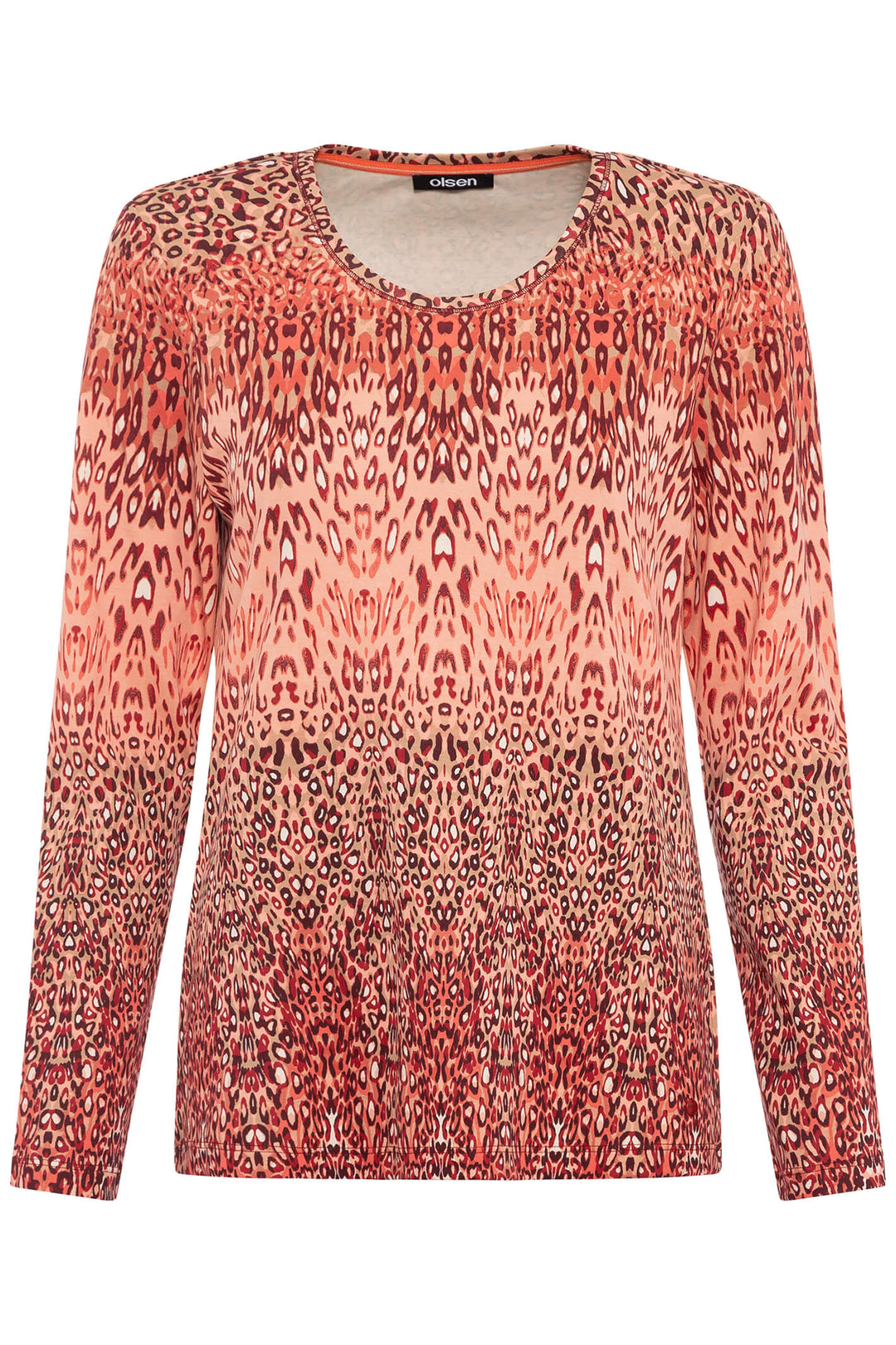 Olsen 11104621 Spiced Orange Animal Print T-Shirt - Experience Boutique