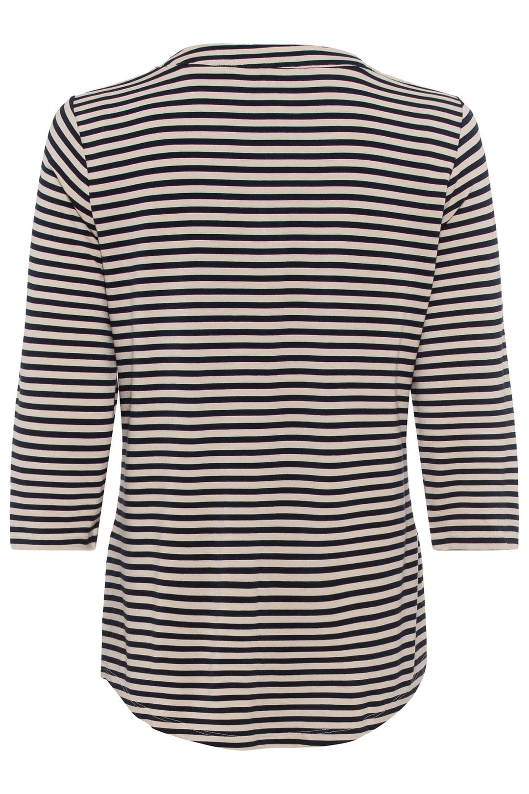 Olsen 11104649 Cream Stripe Split Neck Top - Experience Boutique