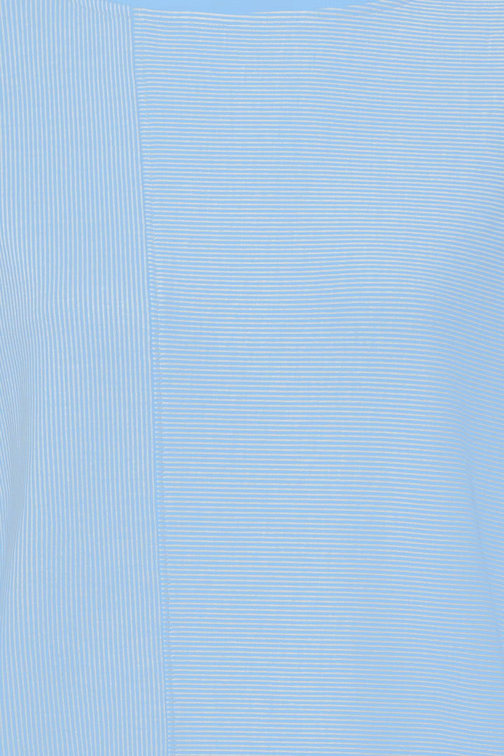 Olsen 11104748 Ciel Blue Micro-Stripe Wide Neck Top - Experience Boutique