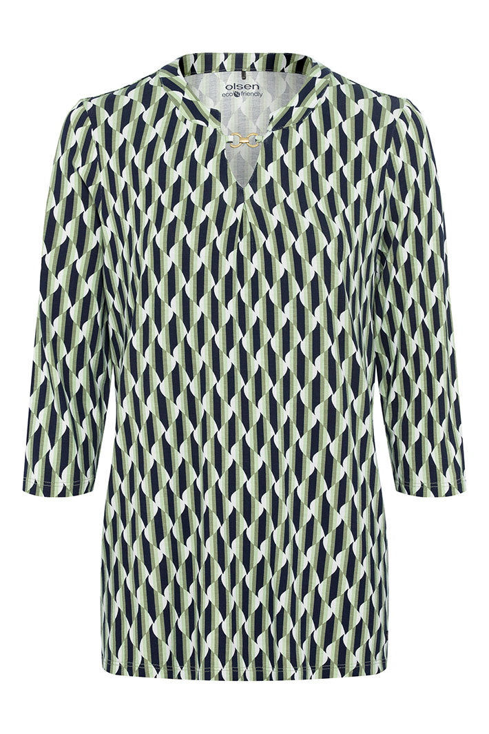 Olsen 11104899 Tea Leaf Retro Print Top - Experience Boutique