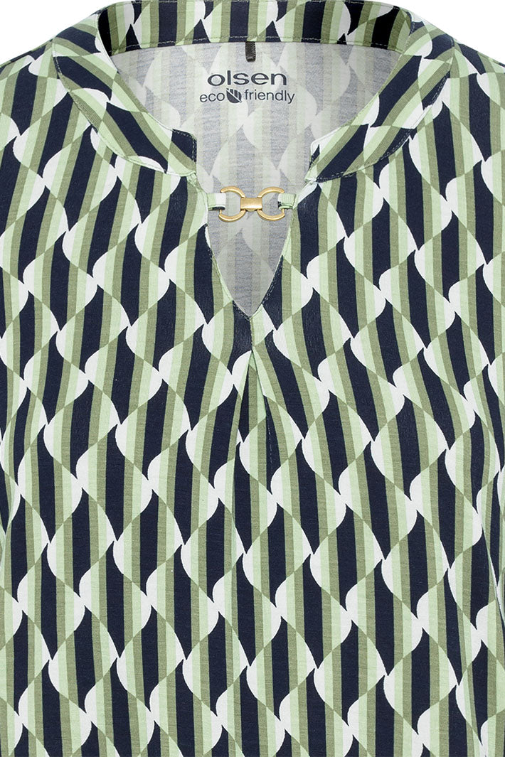 Olsen 11104899 Tea Leaf Retro Print Top - Experience Boutique