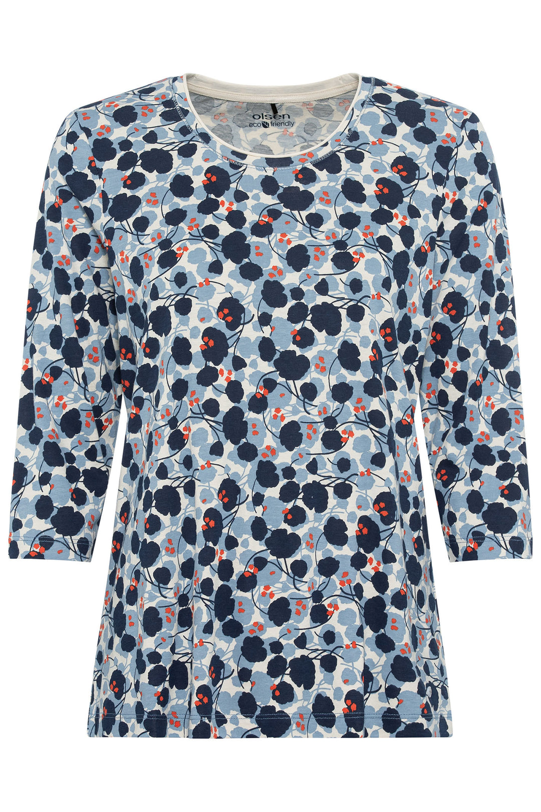 Olsen 11104902 Navy Floral Print Hannah T-Shirt - Experience Boutique
