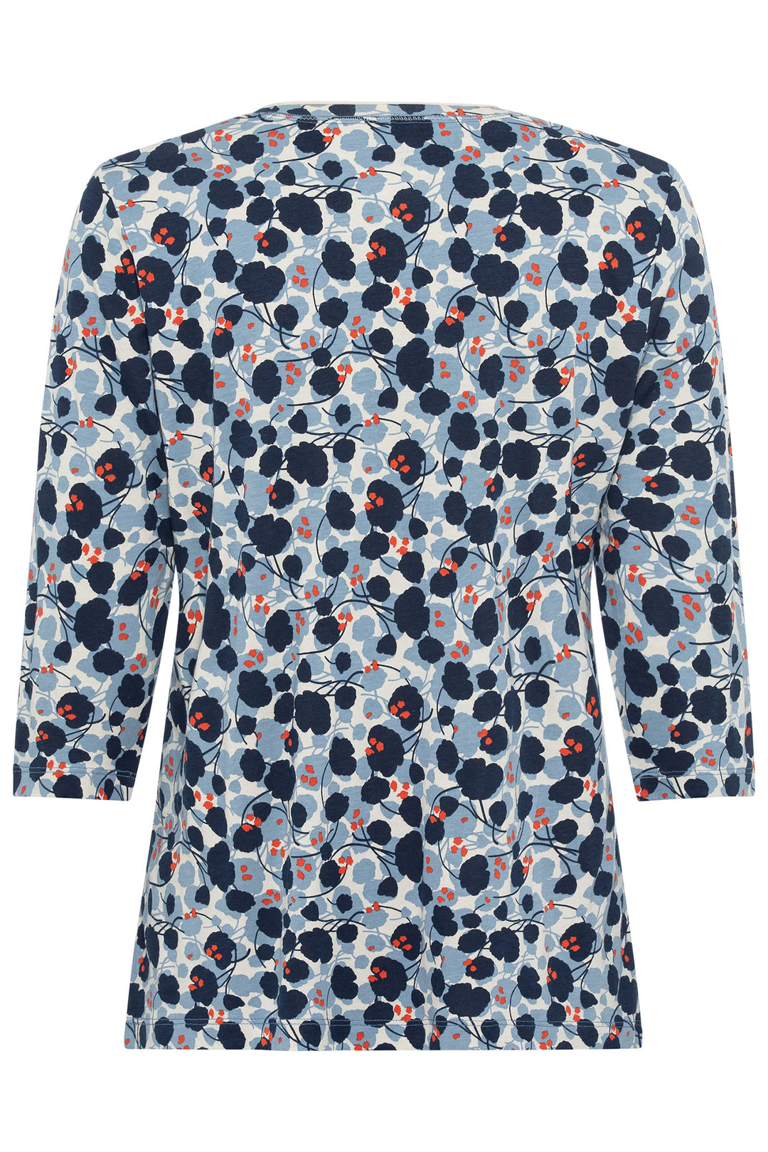 Olsen 11104902 Navy Floral Print Hannah T-Shirt - Experience Boutique