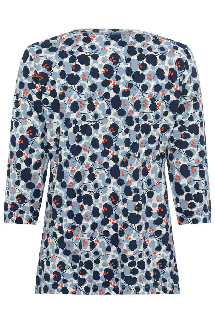 Olsen 11104902 Navy Floral Print Hannah T-Shirt - Experience Boutique